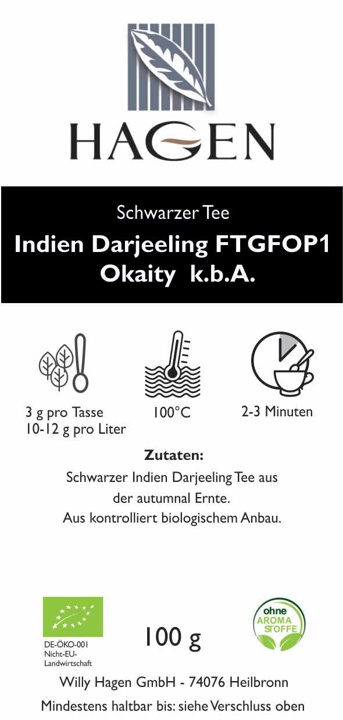 Schwarzer Tee Indien Darjeeling FTGFOP1 Okaity k.b.A.