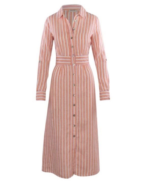 Leinenkleid gestreift in orange von MALVIN