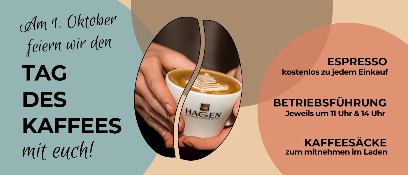 Am 1. Oktober feiern wir den Tag des Kaffees mit euch! Espresso kostenlos zu jedem Einkauf. Betriebsführung jeweils um 11 Uhr & 14 Uhr. Kaffeesäcke zum mitnehmen im Laden.