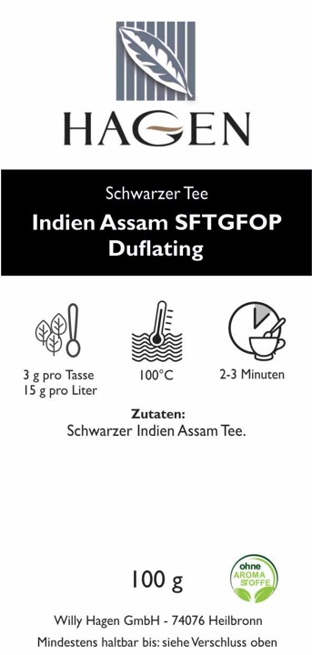 Schwarzer Tee Indien Assam SFTGFOP Duflating