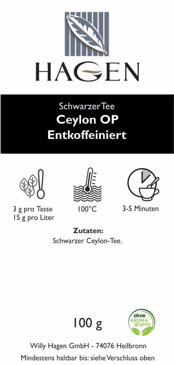 Ceylon OP, entcoffeiniert