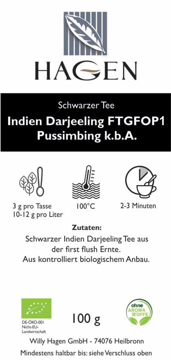 Schwarzer Tee Indien Darjeeling FTGFOP1 Pussimbing k.b.A.