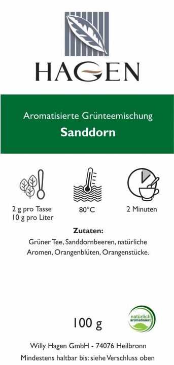 Aromatisierte Grünteemischung Sanddorn