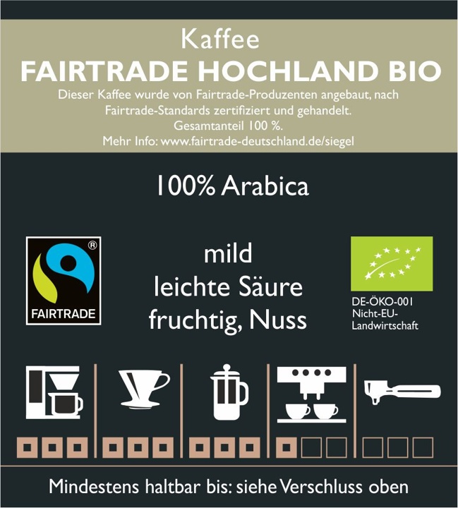 Kaffee  FAIRTRADE Hochland Bio