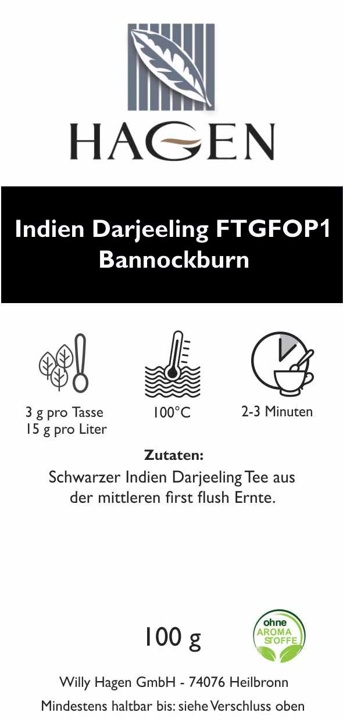 Schwarzer Tee Indien Darjeeling FTGFOP1 Bannockburn