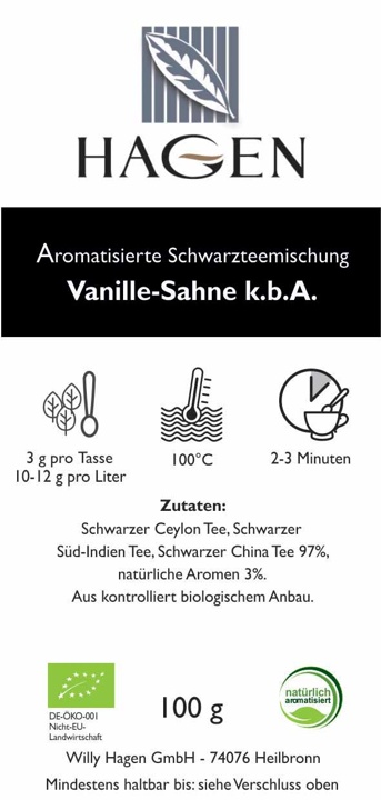 Aromatisierte Schwarzteemischung Vanille-Sahne k.b.A.